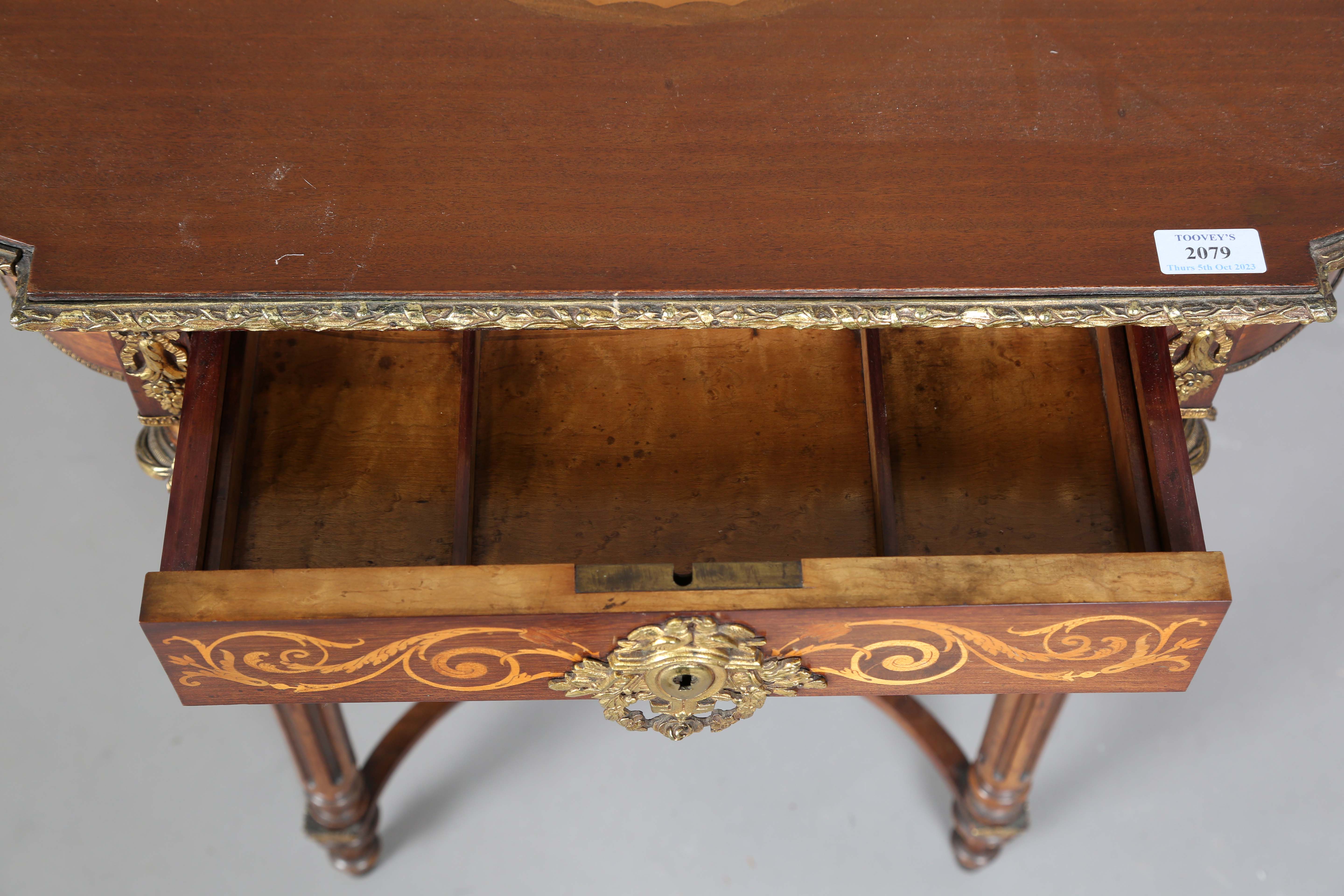 A late 19th century French mahogany and gilt metal mounted poudreuse dressing table, height 70cm, - Image 3 of 19
