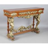 A 20th century Continental walnut and gilt composition hall table, fitted with a single drawer,