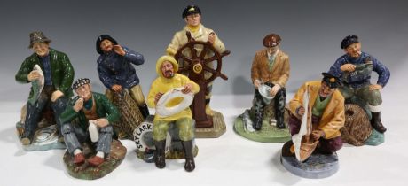 Eight Royal Doulton figures, comprising The Wayfarer, HN2362, The Lobster Man, HN2317, Sea