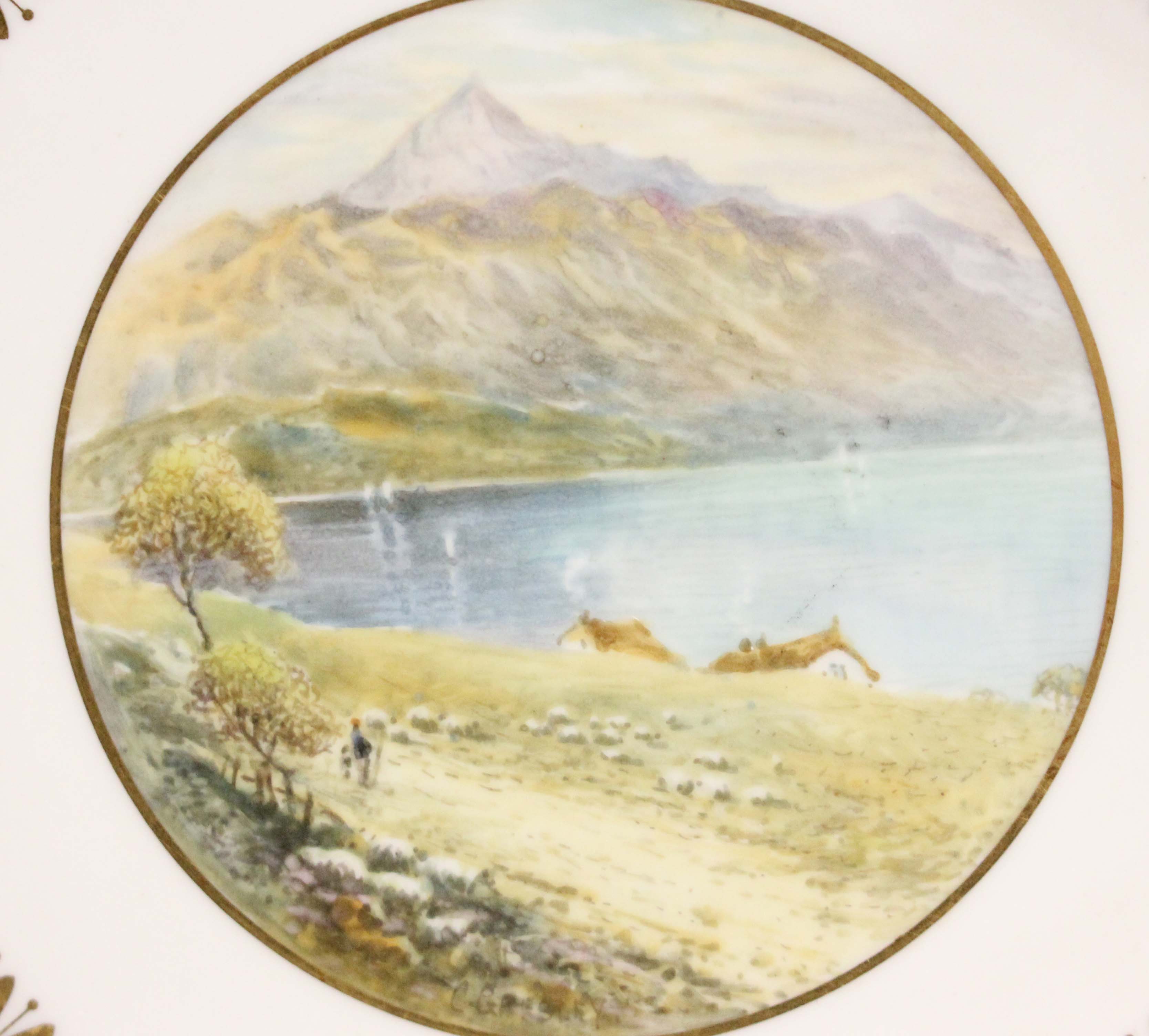 A pair of Royal Crown Derby cabinet plates, dated 1926, painted by C. Gresley, signed, with titled - Image 5 of 6