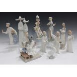 Ten Lladro figures, comprising Japanese Geisha Flower Arranger, No. 4840, Valencian Girl with