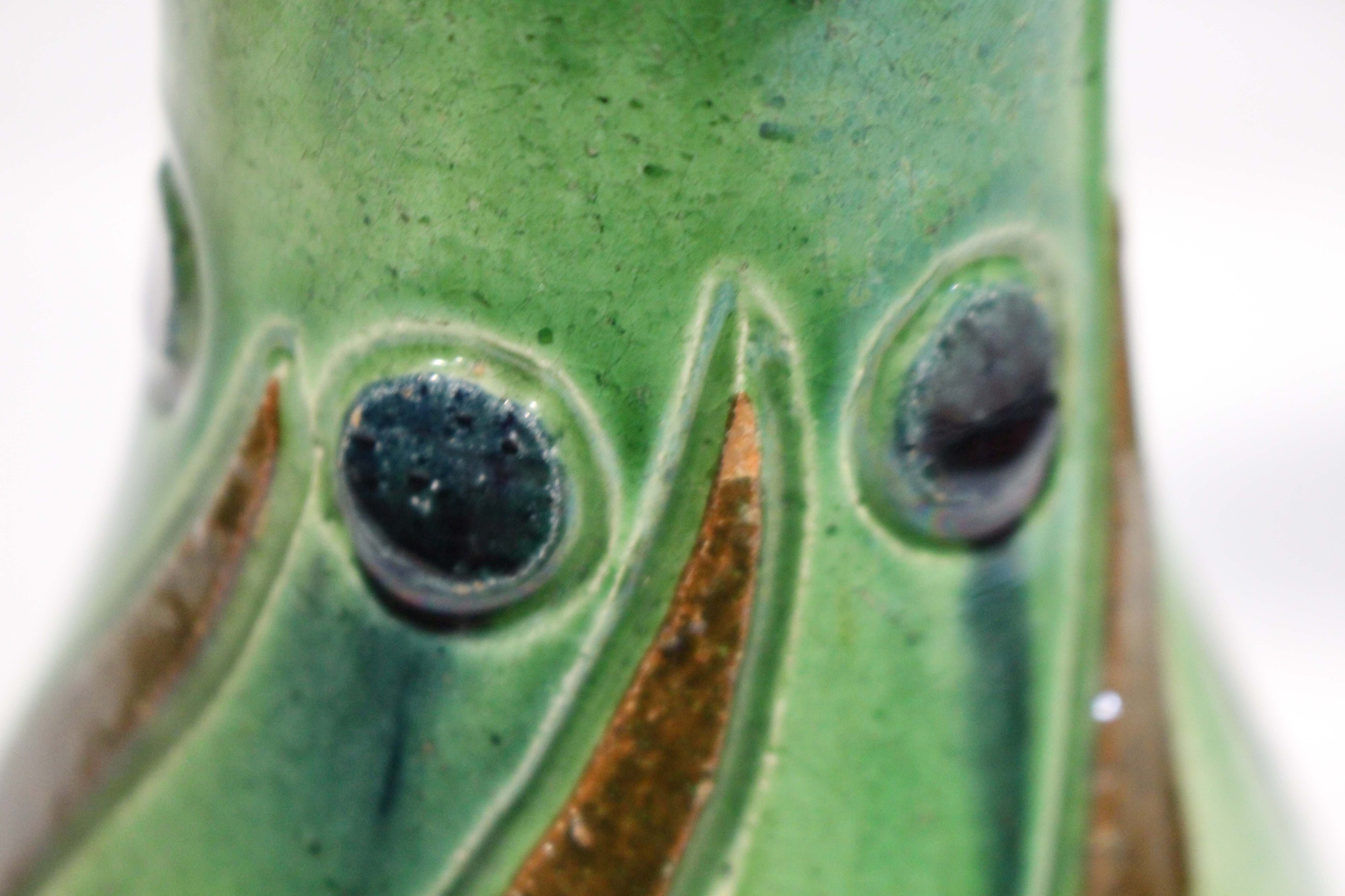 A pair of Belgian art pottery vases, late 19th/early 20th century, with bulbous bodies and - Image 2 of 4