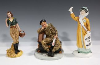 Three Royal Doulton figures, comprising limited edition The Railway Sleeper, HN4418, No. 570 of