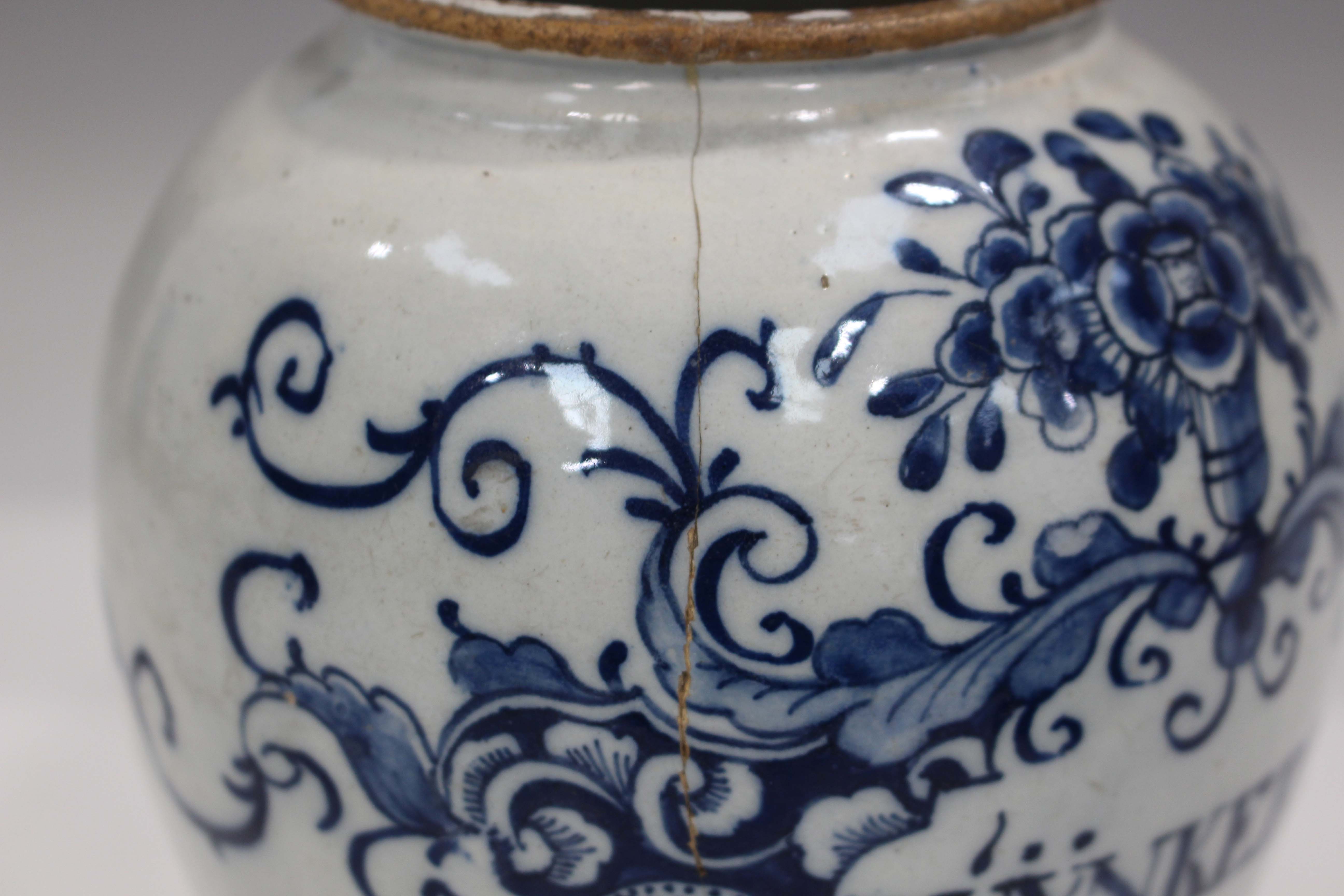 A Dutch Delft blue and white tobacco jar, mid 18th century, by Pieter van den Briel, of high- - Image 4 of 10