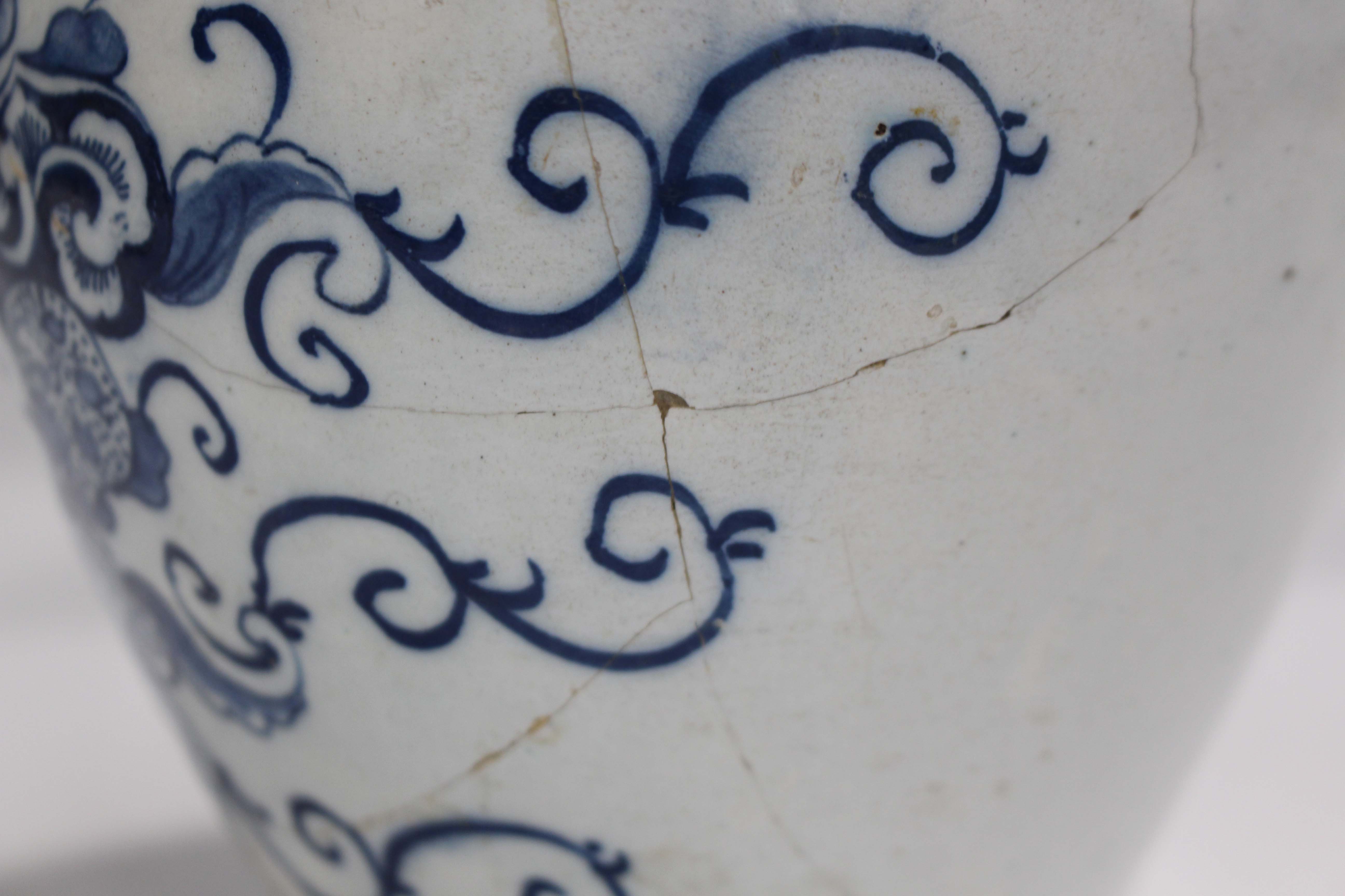 A Dutch Delft blue and white tobacco jar, mid 18th century, by Pieter van den Briel, of high- - Image 5 of 10