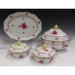 An extensive Raspberry colourway Herend Chinese Bouquet pattern dinner and tea service, comprising