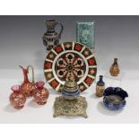 A mixed group of ceramics and glassware, 19th and 20th century, including a Royal Crown Derby 1128