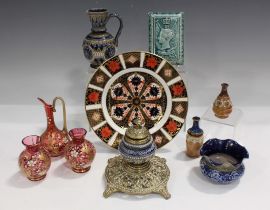 A mixed group of ceramics and glassware, 19th and 20th century, including a Royal Crown Derby 1128