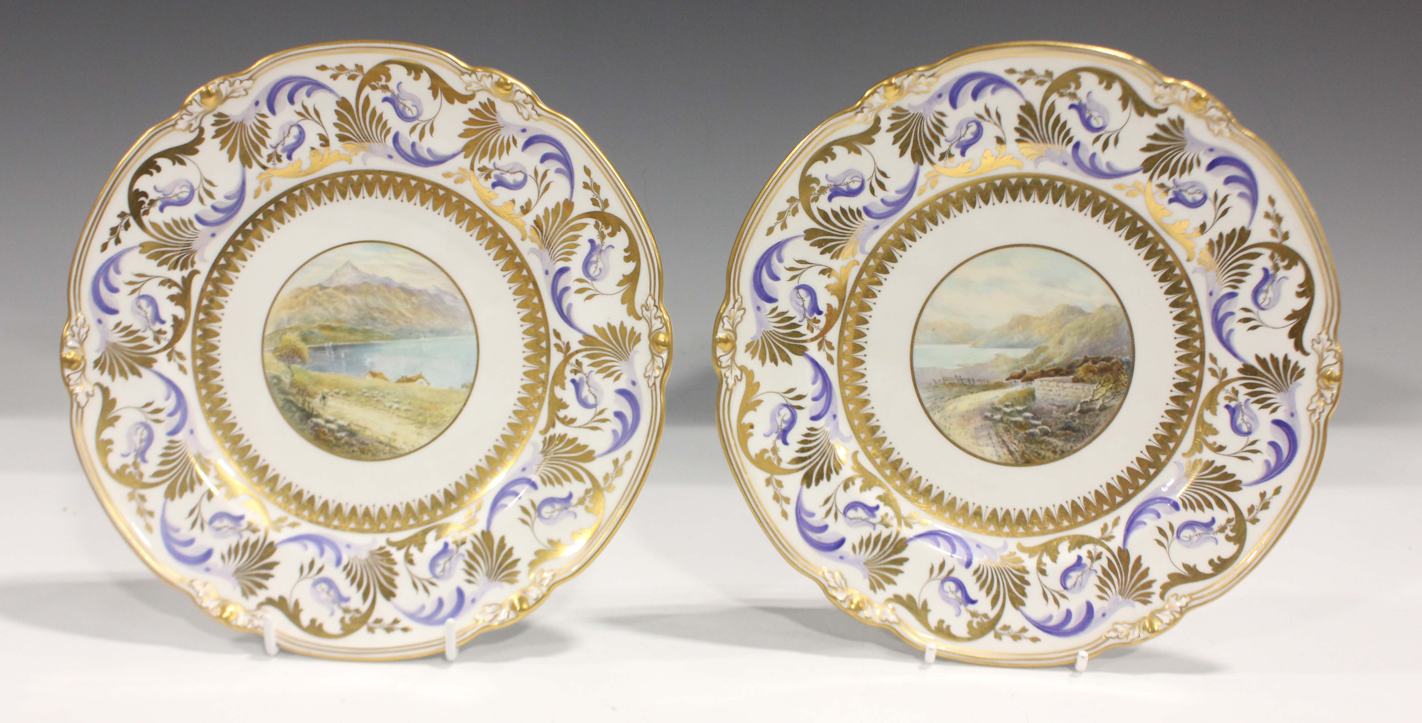 A pair of Royal Crown Derby cabinet plates, dated 1926, painted by C. Gresley, signed, with titled