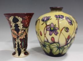 A Moorcroft Masquerade pattern vase, circa 2000, designed by Rachel Bishop, height 15.5cm, boxed,