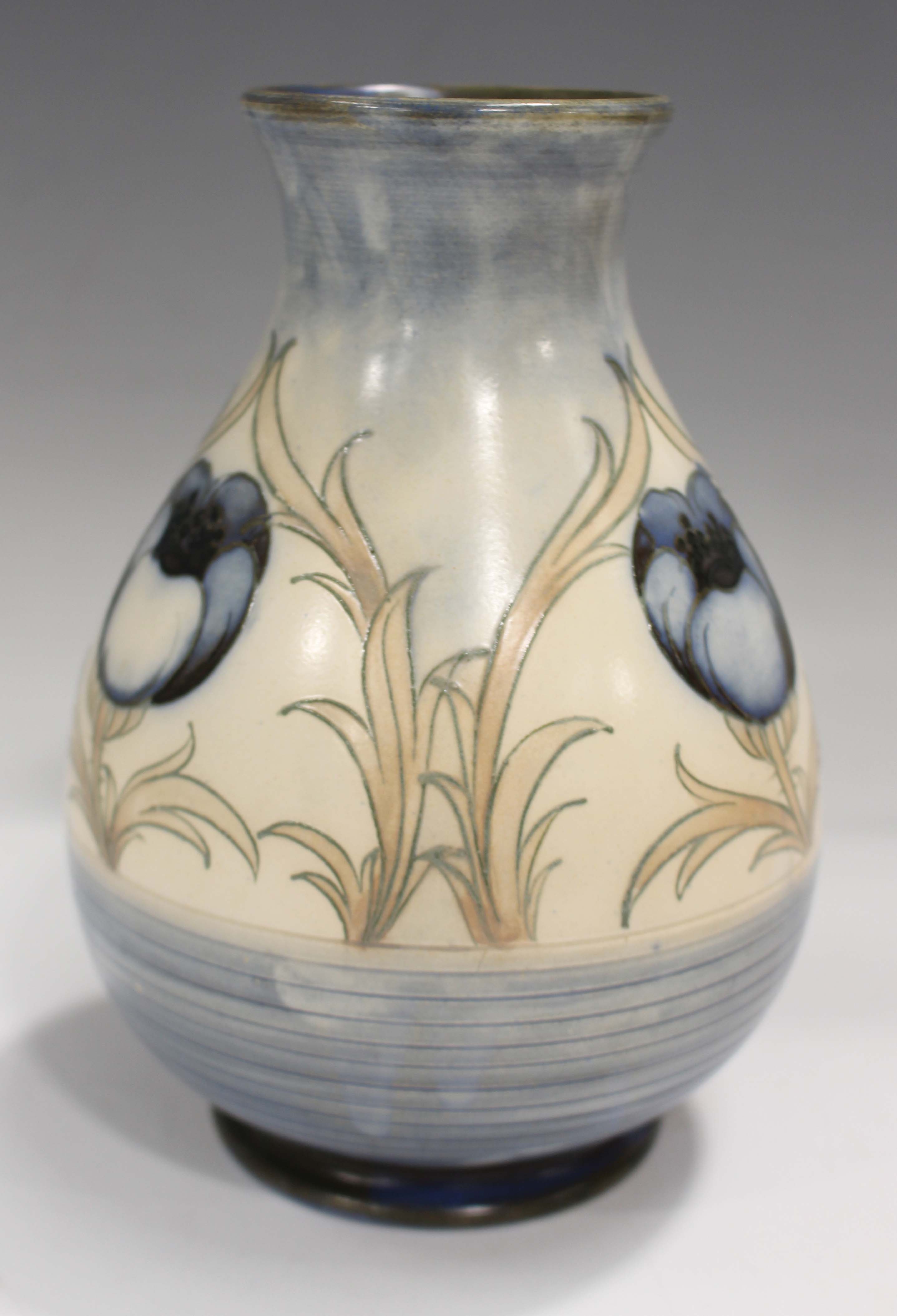 A Moorcroft salt glazed Big Poppy pattern vase, 1920s, impressed marks and painted initials to base, - Image 3 of 3