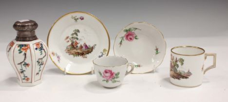 A Meissen porcelain cabinet cup and saucer, 19th century, painted with figural landscape views and
