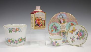 A Vienna porcelain style caddy, late 19th century, painted in the style of Herr, signed, with