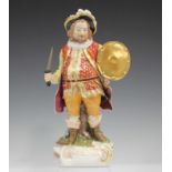 A Derby porcelain figure, 19th century, modelled as James Quinn in the role of Falstaff, standing on