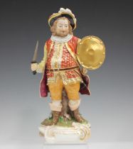 A Derby porcelain figure, 19th century, modelled as James Quinn in the role of Falstaff, standing on