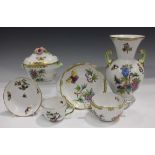 A small group of Herend porcelain, painted with butterflies and flowers in the Victoria pattern,