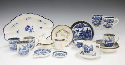 A small group of Caughley porcelain, late 18th century, comprising a Carnation pattern lobed dessert