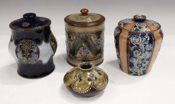 Three Royal Doulton stoneware jars and covers, first half 20th century, including one with