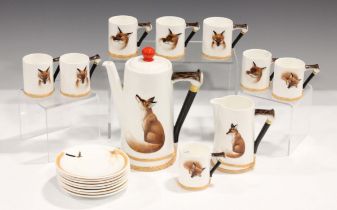 A Royal Doulton Reynard The Fox pattern coffee set, pattern No. H.4927, comprising coffee pot and