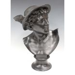 A large Wedgwood black basalt bust of Mercury, late 19th/early 20th century, modelled quarter-length