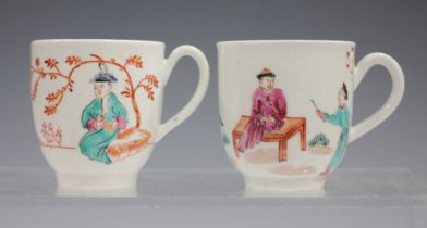 A Worcester coffee cup, painted with a Chinese figure, 1770s, seated beneath an iron red tree