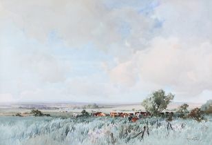 Charles Harrington - 'Marshland, Sussex', early 20th century watercolour, signed and dated '27