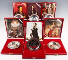 A set of six Elizabeth II silver The Royal Lineage Series circular dishes, limited edition No. 538