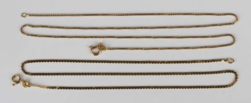 A gold serpentine link neckchain, detailed '750', on a boltring clasp, length 41.5cm, and a Polish