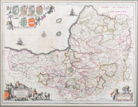 Joan Blaeu - 'Somerset Tensis Comitatus, Somerset Shire' (Map of the County), 17th century engraving