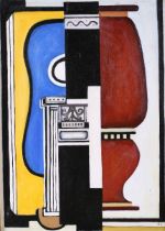 After Fernand Leger - Nature Morte à la Guitare, late 20th/early 21st century oil on canvas laid