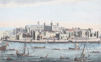 William Henri Toms - 'The Tower of London', 18th century engraving on laid paper with later hand-