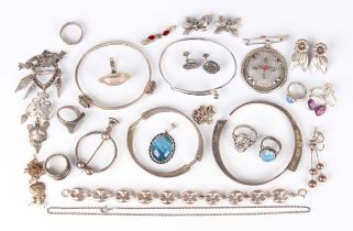 A small group of Swedish and other mostly silver jewellery, including a sterling silver oval