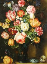 After Frederick Victor Bailey - Still Life of Flowers in a Vase, 20th century oil on canvas laid