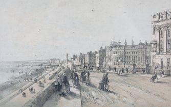 C. Graf (printer) - 'The East Cliff Brighton', 19th century stone lithograph with near period hand-