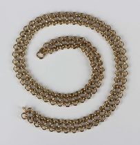 A 9ct gold multiple circular and oval link collar necklace, on a boltring clasp, weight 24.6g,