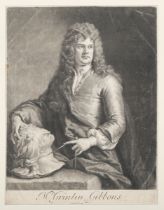 John Smith, after Godfrey Kneller - 'Mr Grinlin Gibbons', 18th century mezzotint on laid paper, 34.