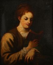 After Antonio da Correggio - Saint Catherine Reading, 19th century oil on canvas, 34cm x 27.5cm,