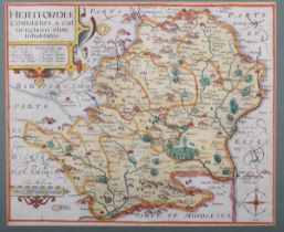 William Kip, after John Norden - 'Hertfordiae Comitatus a cattifuclanis olim inhabitatus' (Map of