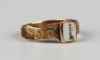 A Victorian gold intaglio style ring, detailed 'Julia', otherwise with engraved decoration in a