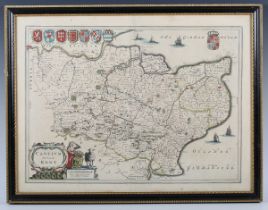 Willem & Joan Blaeu - 'Cantium Vernacule Kent' (Map of the County), 17th century engraving with