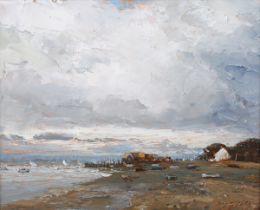 John Foulger - 'Blustery Day, Dell Quay, Sussex', oil on board, signed recto, titled and dated