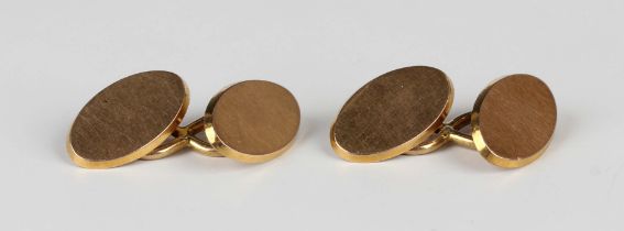 A pair of Victorian 15ct gold oval cufflinks, Birmingham 1891, weight 12.7g, dimensions of each