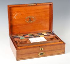 An early 20th century mahogany cased artist's box by Reeves & Sons, 113 Cheapside, London, the