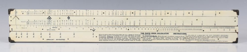 An early 20th century mahogany and ivorine mounted 'Rapid Odds Calculator', manufactured by The