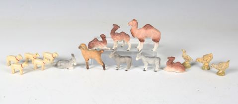 A selection of early 20th century Continental bisque porcelain models of animals, including