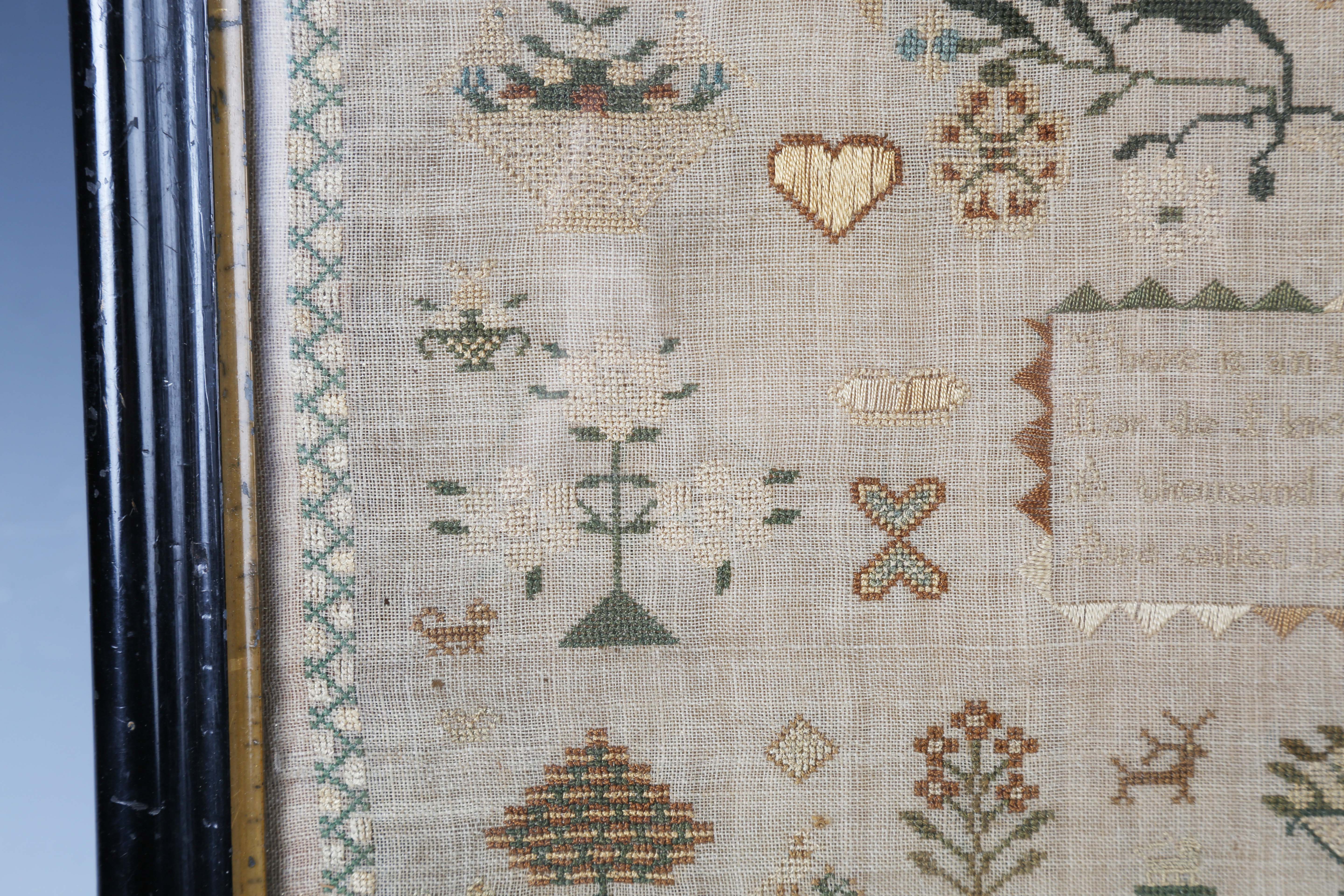 An early Victorian needlework sampler by Jane Constance, aged 13, dated 'January 6 1839', finely - Image 11 of 14