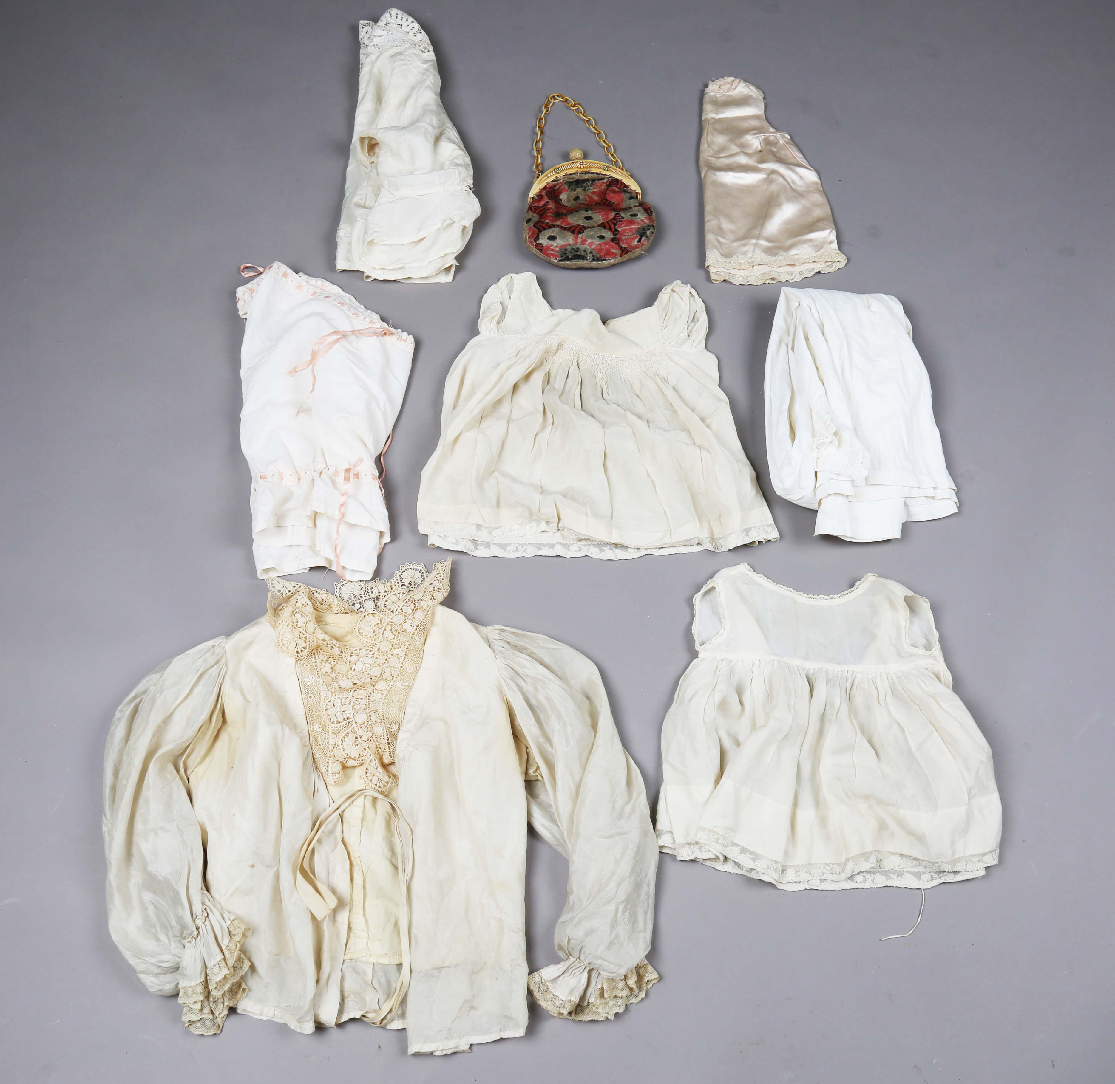 A selection of mainly early 20th century costume, including a pair of infant's shoes with silver - Image 4 of 8