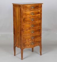 A late 20th century French walnut serpentine fronted chest of seven drawers, height 101cm, width