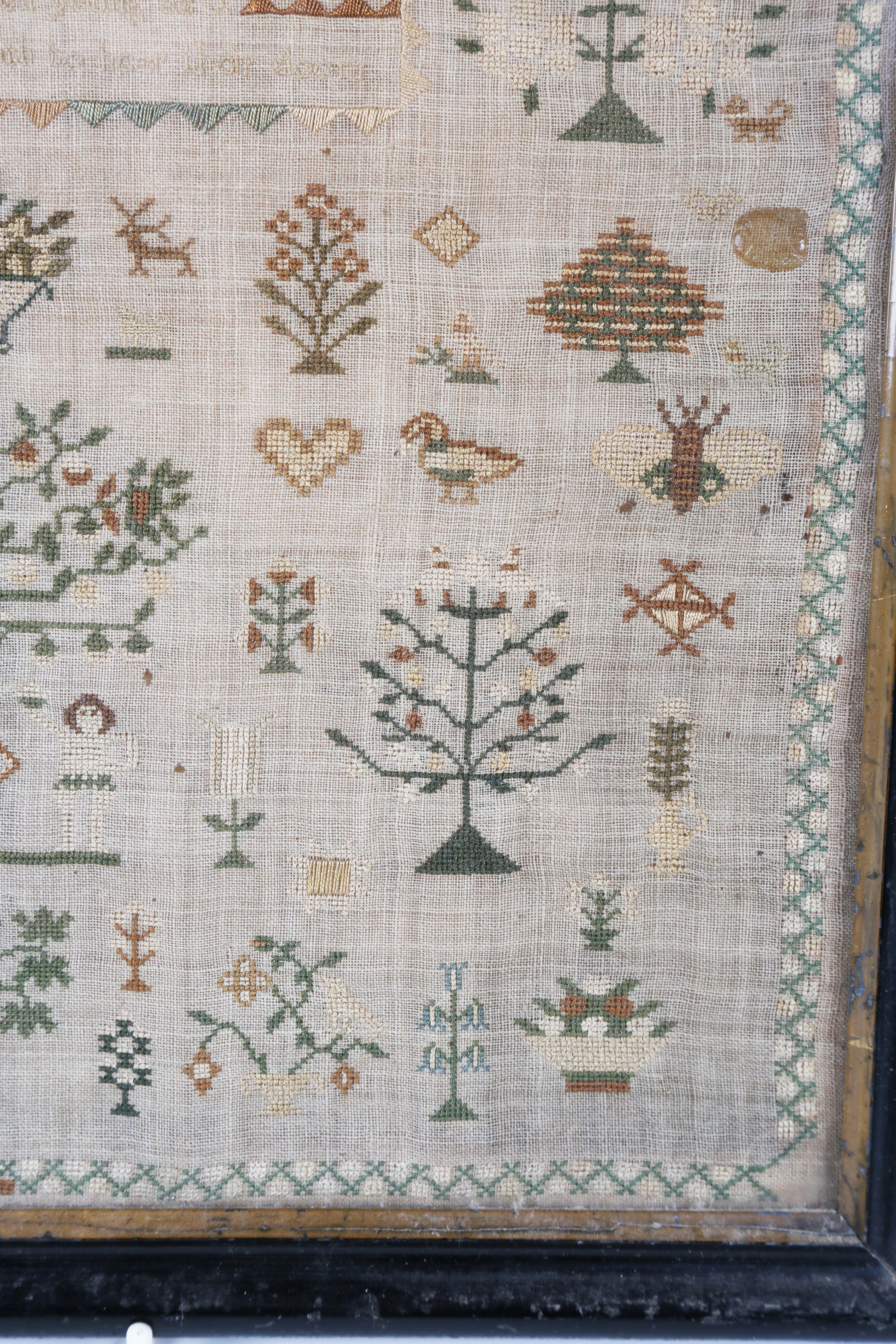An early Victorian needlework sampler by Jane Constance, aged 13, dated 'January 6 1839', finely - Image 8 of 14