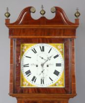 An early/mid-19th century provincial oak longcase clock with eight day movement striking on a